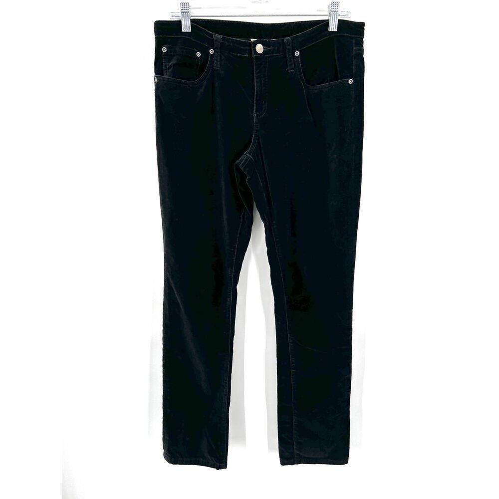 SUNDANCE Women's Black Velour Velvet Mid Rise Straight Leg Jeans Pants Size 8